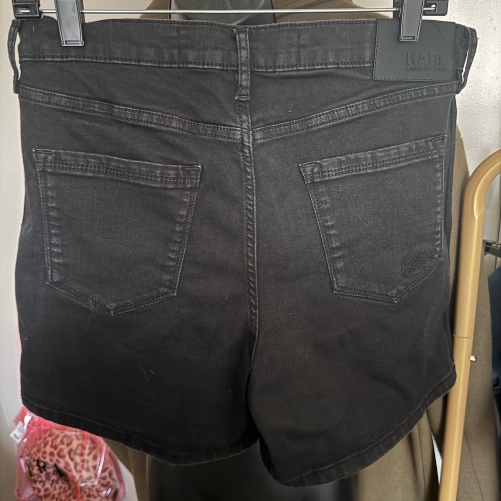 Karl Lagerfeld Black Denim High-Rise Women's Shorts